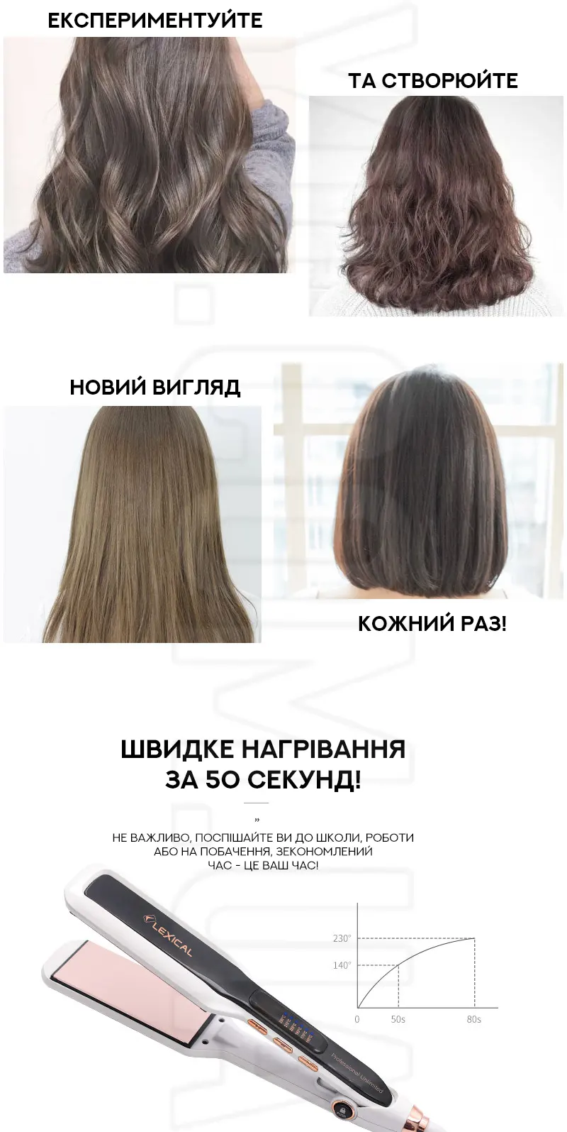 Професійна праска випрямляч для волосся з керамічним покриттям Lexical LHS-5304 Професійна праска випрямляч для волосся з керамічним покриттям Lexical LHS-5304